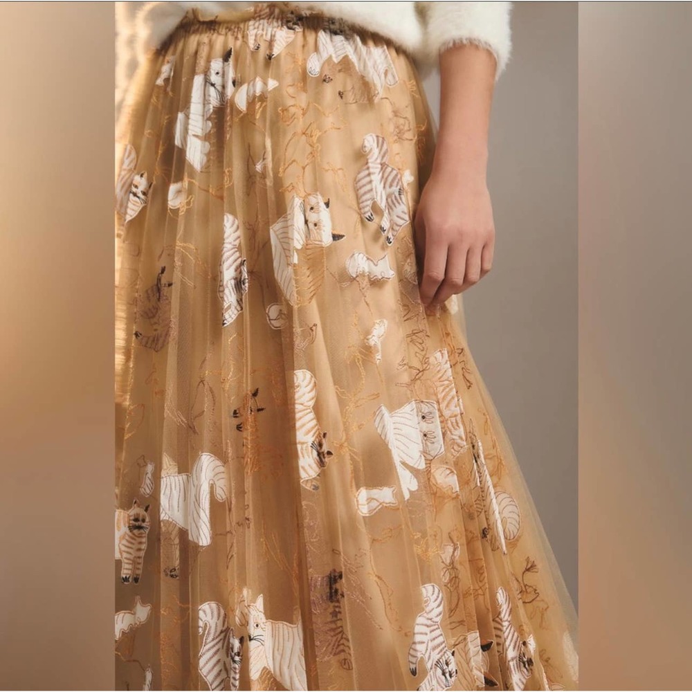 Anthropologie Geisha Designs Applique Maxi Skirt Sz XXS - Picture 8 of 9